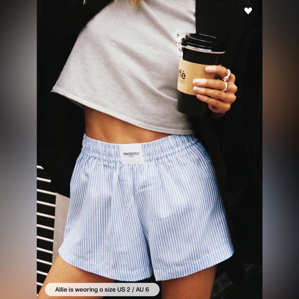 Princess Polly High Waist Blue Striped Shorts